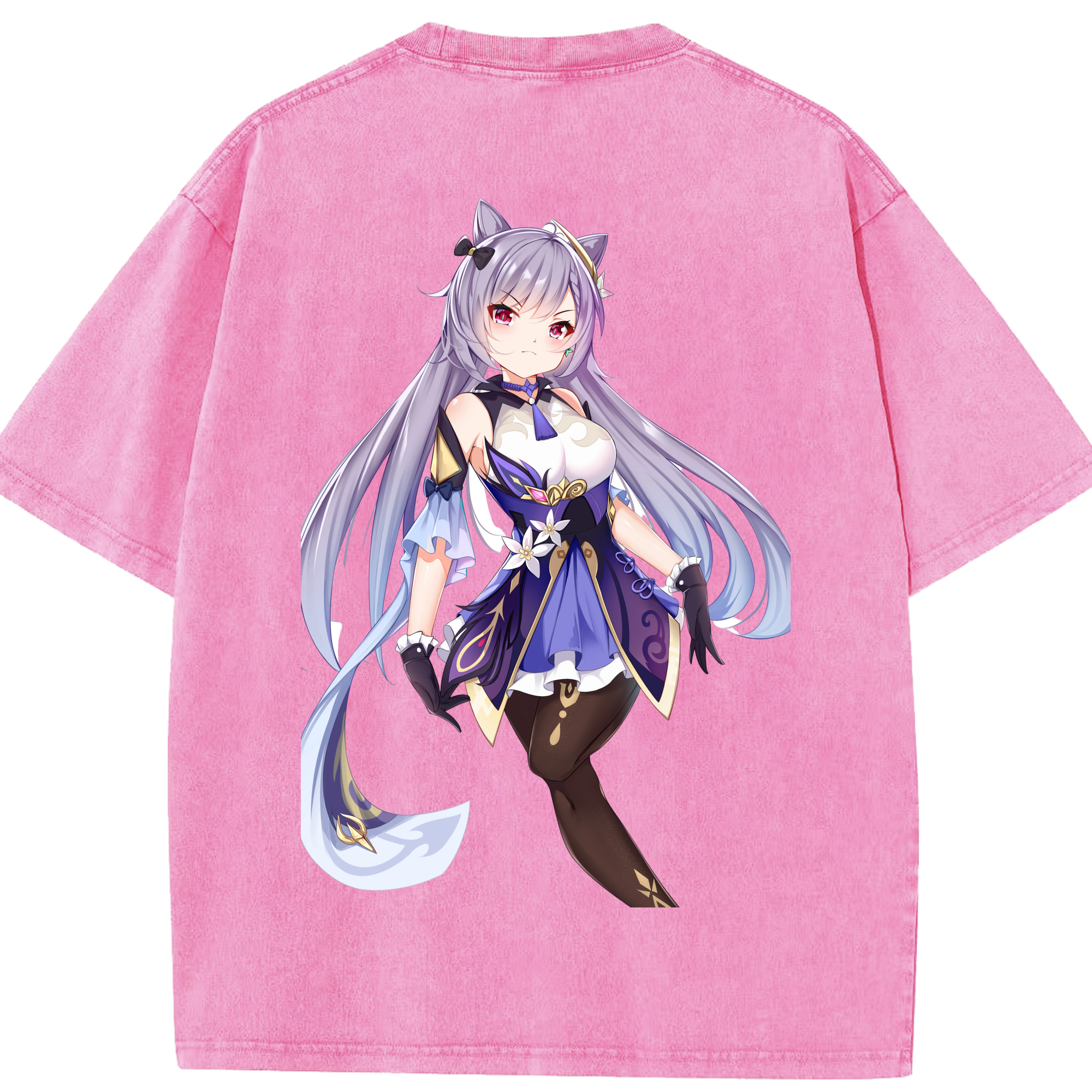 げんし神 刻晴 こくせい genshin Kokusei 綿100% ヴィンテージ風 半袖Tシャツ（背面プリント）